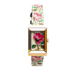 Gucci G Frame Floral Watch YA147406 Quartz Shell Dial Stainless Steel Leather Women's GUCCI