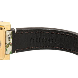 Gucci G Frame Floral Watch YA147406 Quartz Shell Dial Stainless Steel Leather Women's GUCCI