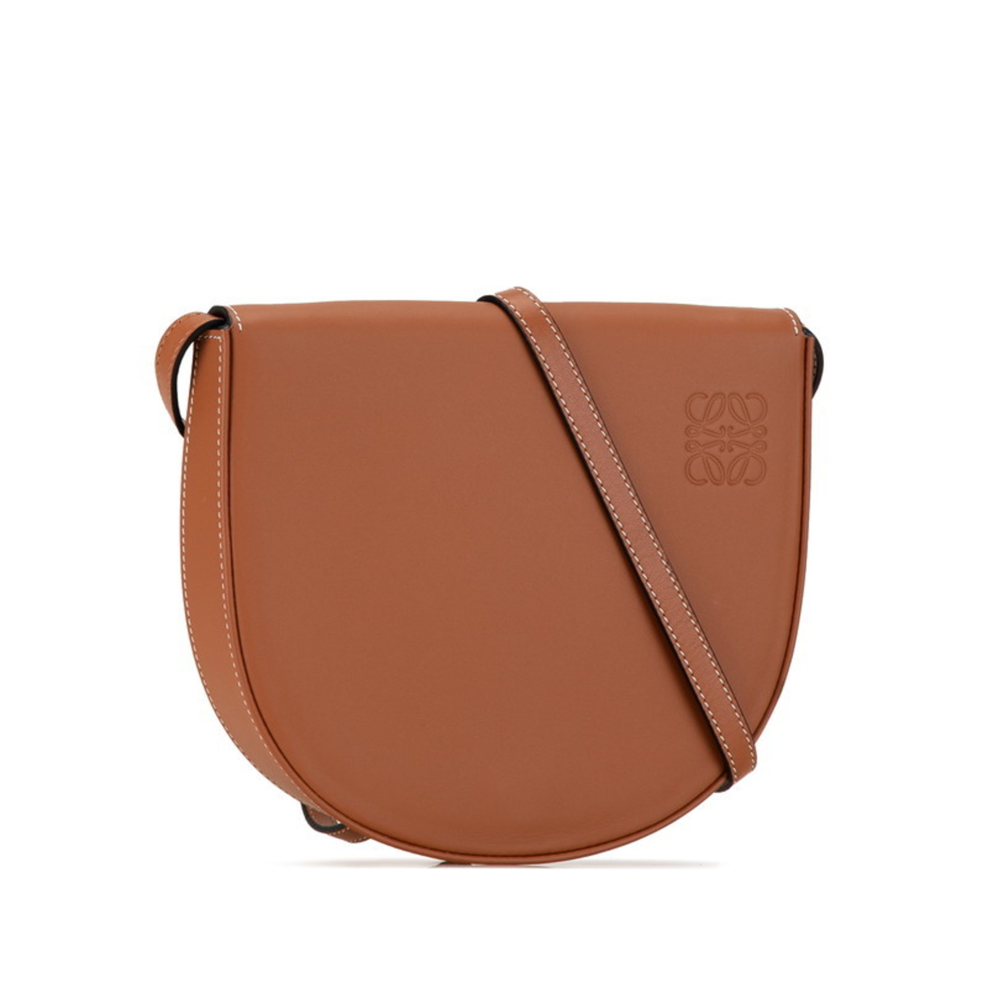 LOEWE Anagram Shoulder Bag Brown Leather Women's