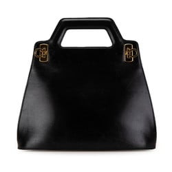 Salvatore Ferragamo Gancini Handbag BV-215239 Black Leather Women's