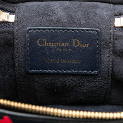 Christian Dior Dior Lady Heart Motif Micro Vanity Bag Shoulder Navy Red Leather Women's