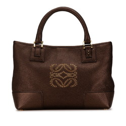 LOEWE Anagram Amazona Fusta Handbag Bronze Brown Leather Women's