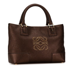 LOEWE Anagram Amazona Fusta Handbag Bronze Brown Leather Women's