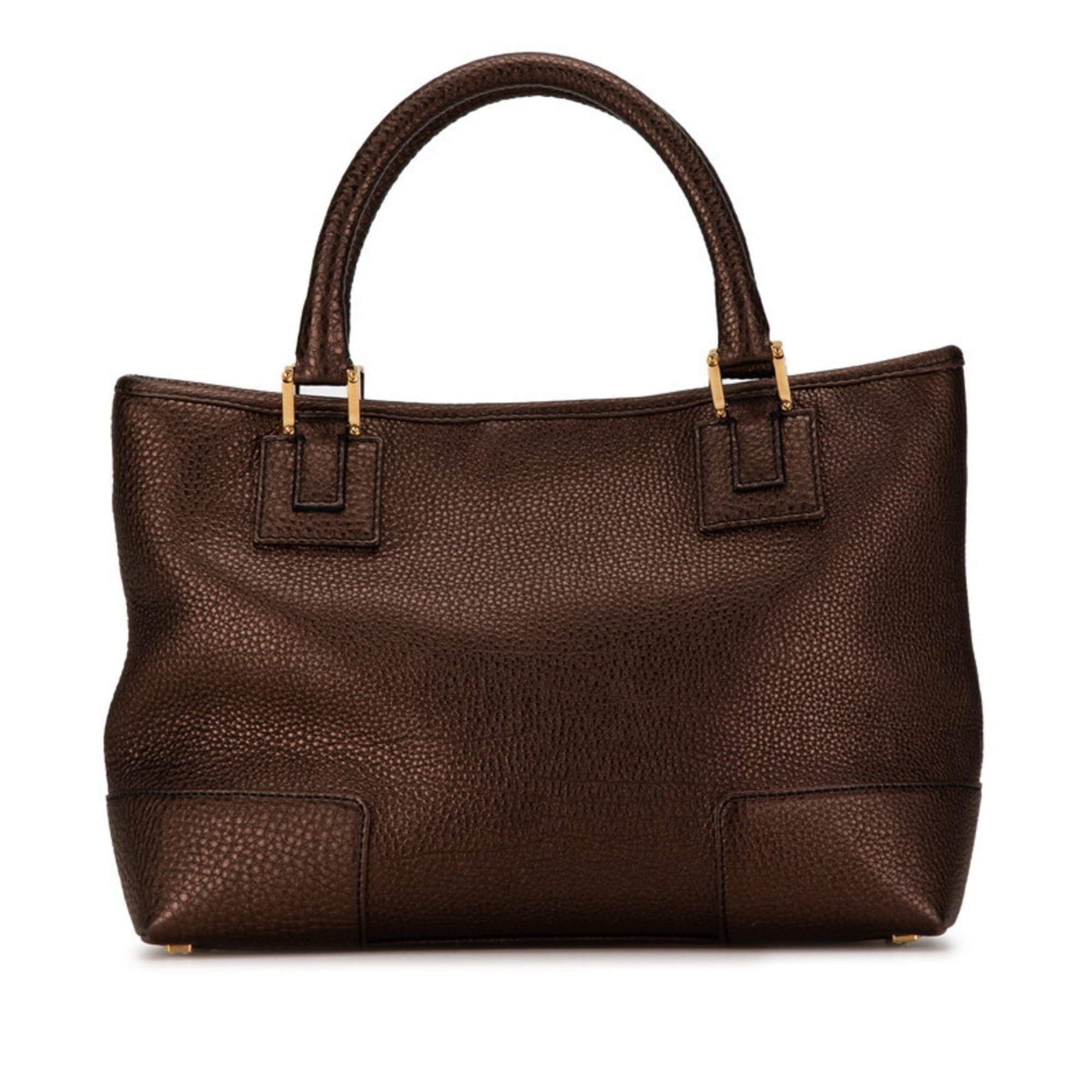 LOEWE Anagram Amazona Fusta Handbag Bronze Brown Leather Women's