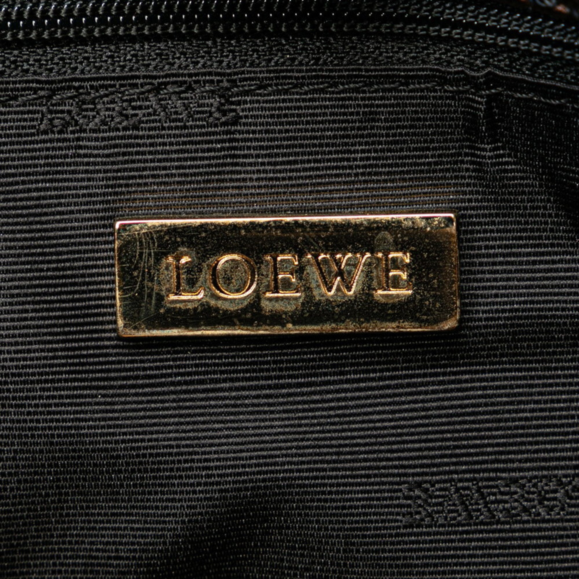 LOEWE Anagram Amazona Fusta Handbag Bronze Brown Leather Women's