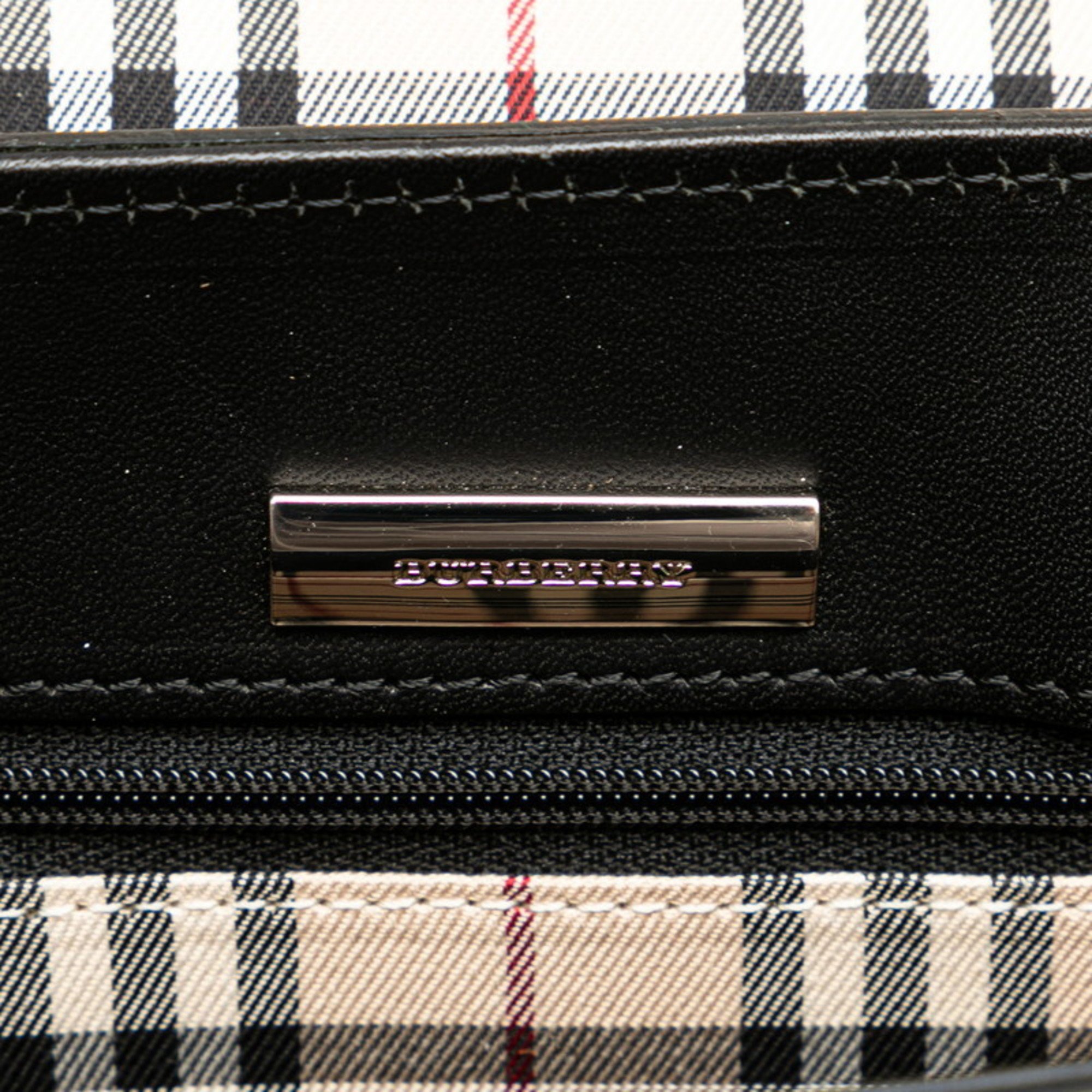 Burberry Nova Check Handbag Bag Black Leather Women's BURBERRY