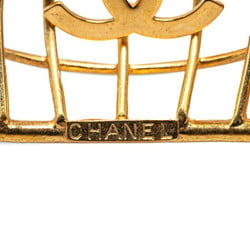 Chanel Coco Mark Birdcage Motif Earrings Gold Plated Women's CHANEL