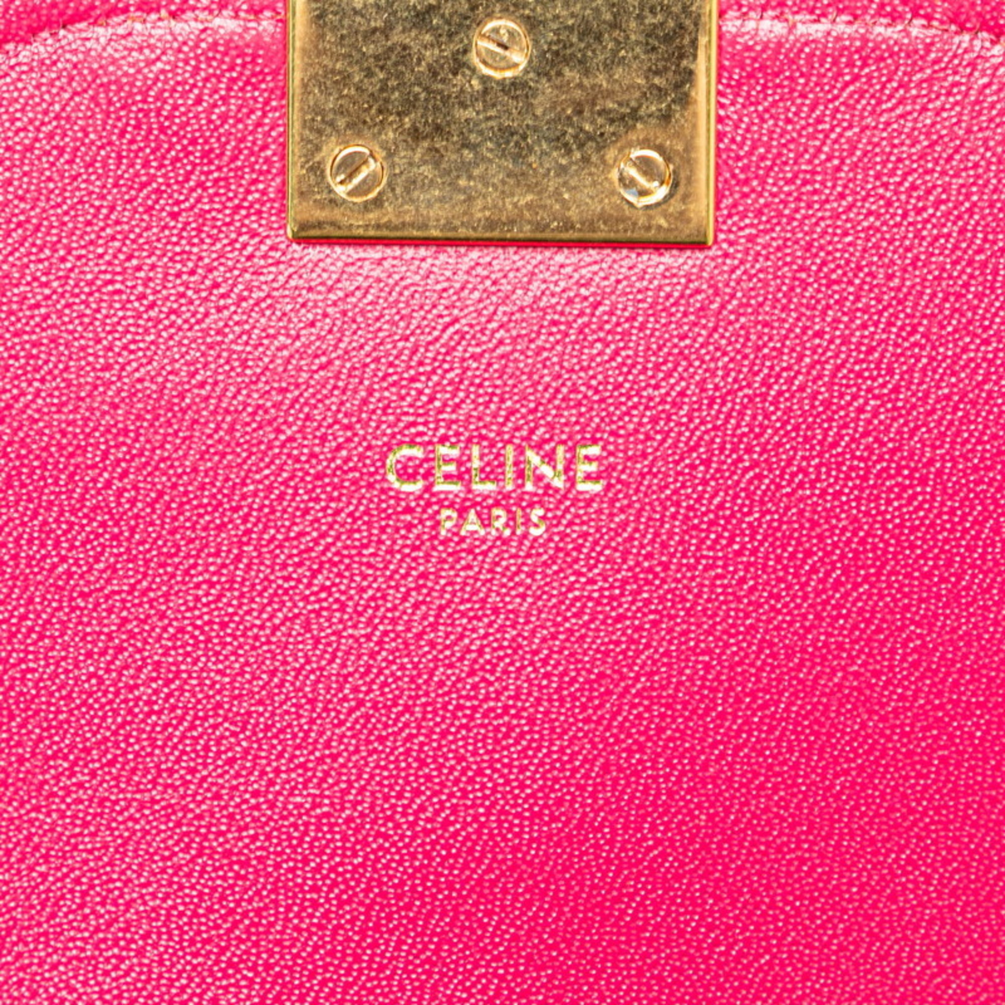 Celine Small C Quilted Chain Shoulder Bag Pink Gold Calf Leather Women's CELINE