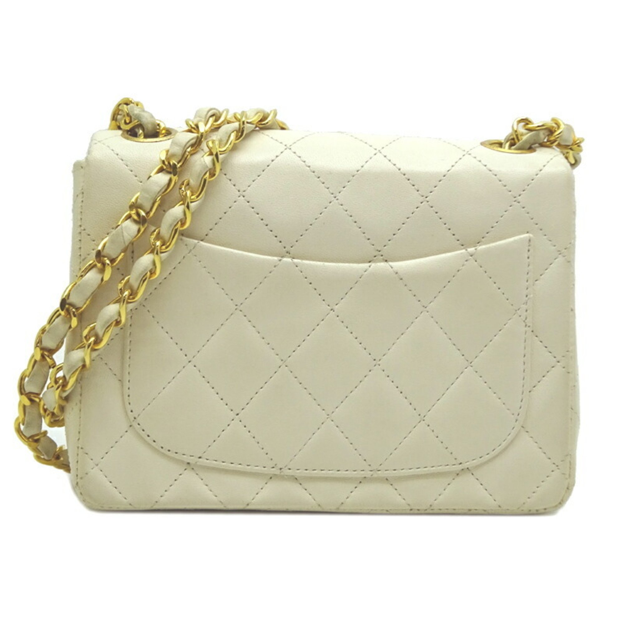 Chanel Matelasse Chain Shoulder Women's Bag Lambskin White