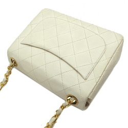 Chanel Matelasse Chain Shoulder Women's Bag Lambskin White