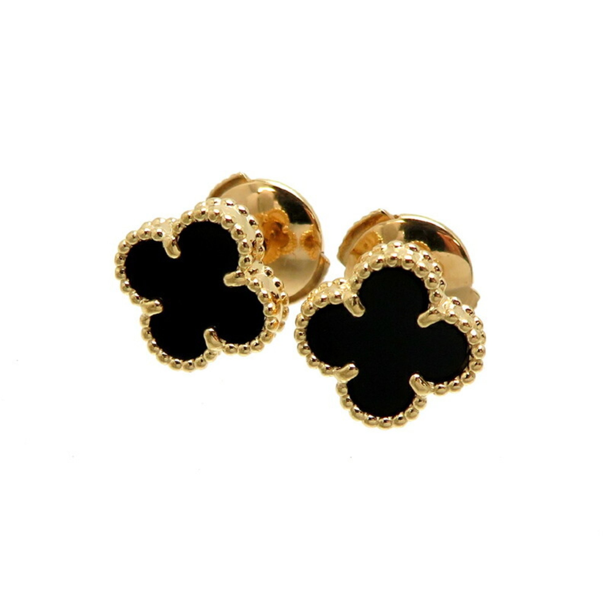 Van Cleef & Arpels Sweet Alhambra Onyx Women's Earrings VCAR4900 750 Yellow Gold