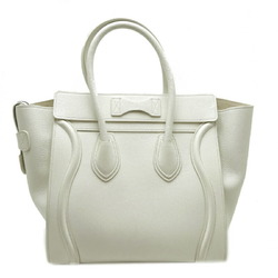 Celine Luggage Micro Shopper Women's Handbag 189793 Leather White