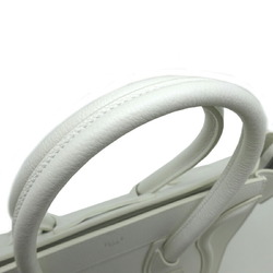 Celine Luggage Micro Shopper Women's Handbag 189793 Leather White