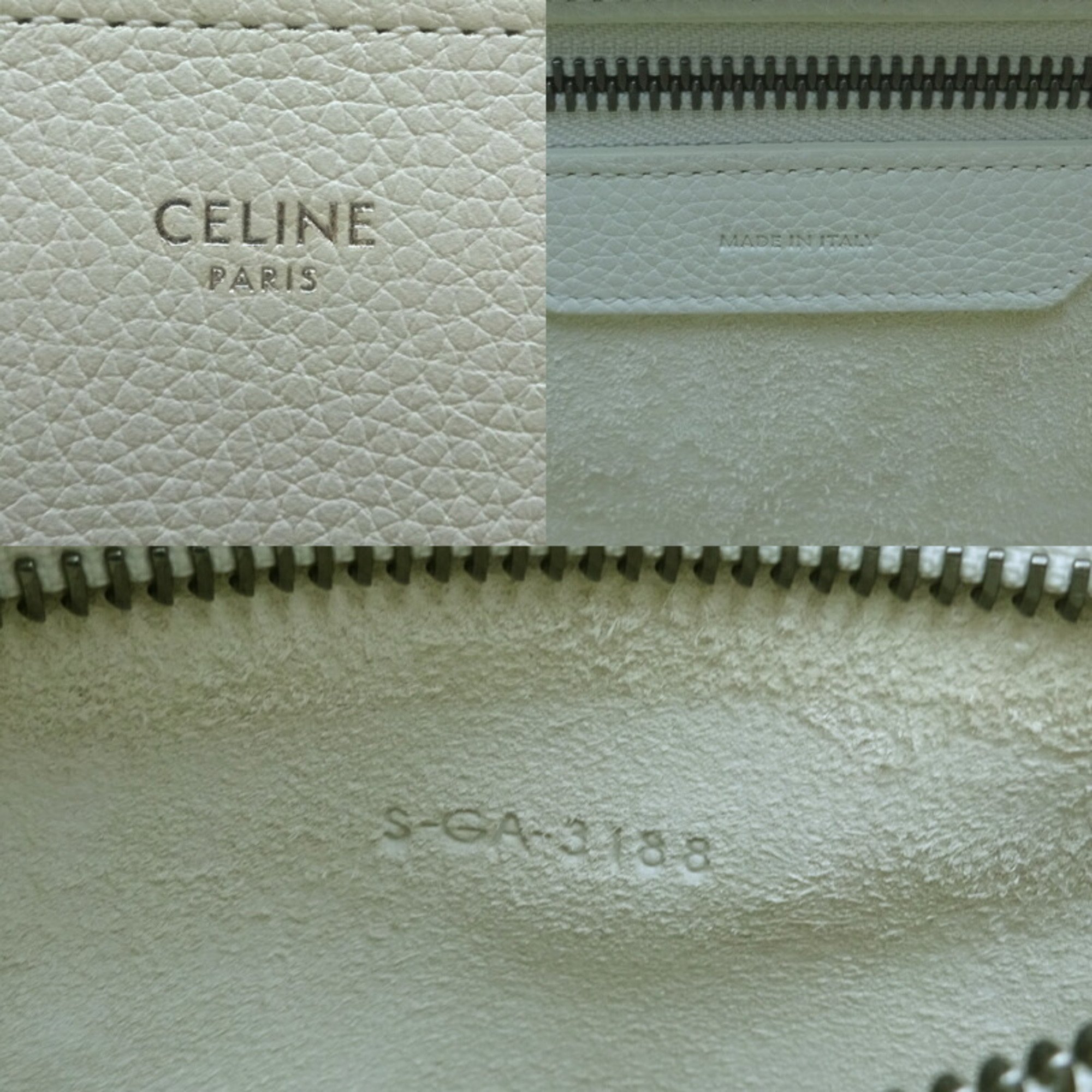 Celine Luggage Micro Shopper Women's Handbag 189793 Leather White