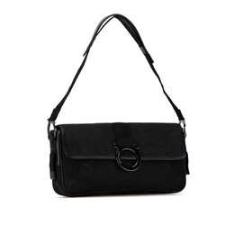 Salvatore Ferragamo Gancini Bag Handbag AF-21 5380 Black Canvas Leather Women's