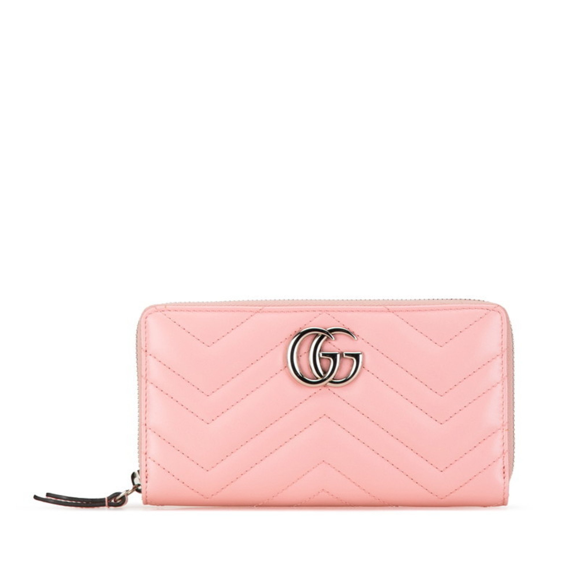 Gucci GG Marmont Quilted Round Long Wallet 443123 Pink Leather Women's GUCCI