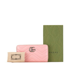 Gucci GG Marmont Quilted Round Long Wallet 443123 Pink Leather Women's GUCCI