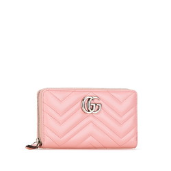 Gucci GG Marmont Quilted Round Long Wallet 443123 Pink Leather Women's GUCCI