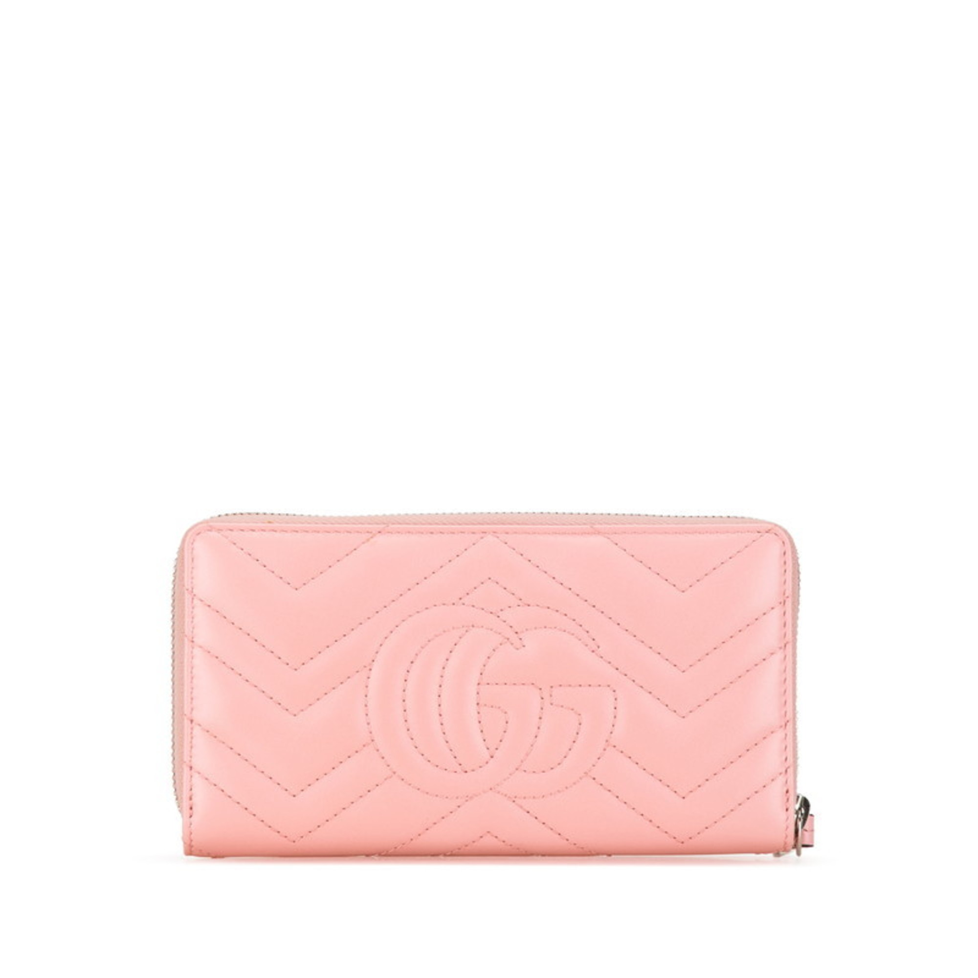 Gucci GG Marmont Quilted Round Long Wallet 443123 Pink Leather Women's GUCCI