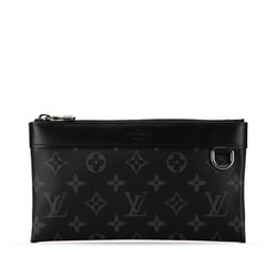 Louis Vuitton Monogram Eclipse Pochette Discovery Clutch Bag M62291 Black PVC Leather Men's LOUIS VUITTON