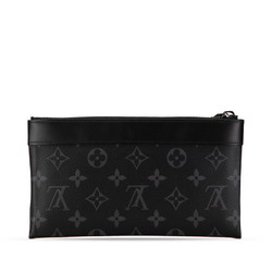 Louis Vuitton Monogram Eclipse Pochette Discovery Clutch Bag M62291 Black PVC Leather Men's LOUIS VUITTON