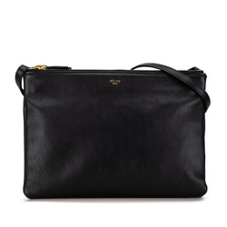 CELINE Trio Large Shoulder Bag Black Leather Women's