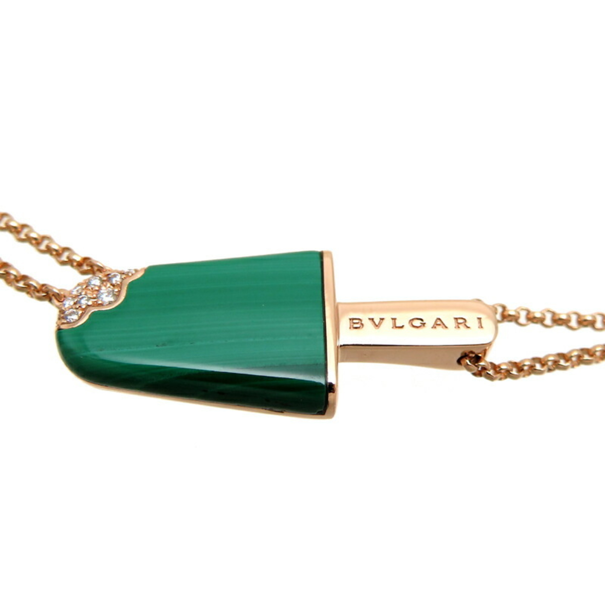 Bvlgari Malachite Gelati Women's Necklace 356186 750 Pink Gold