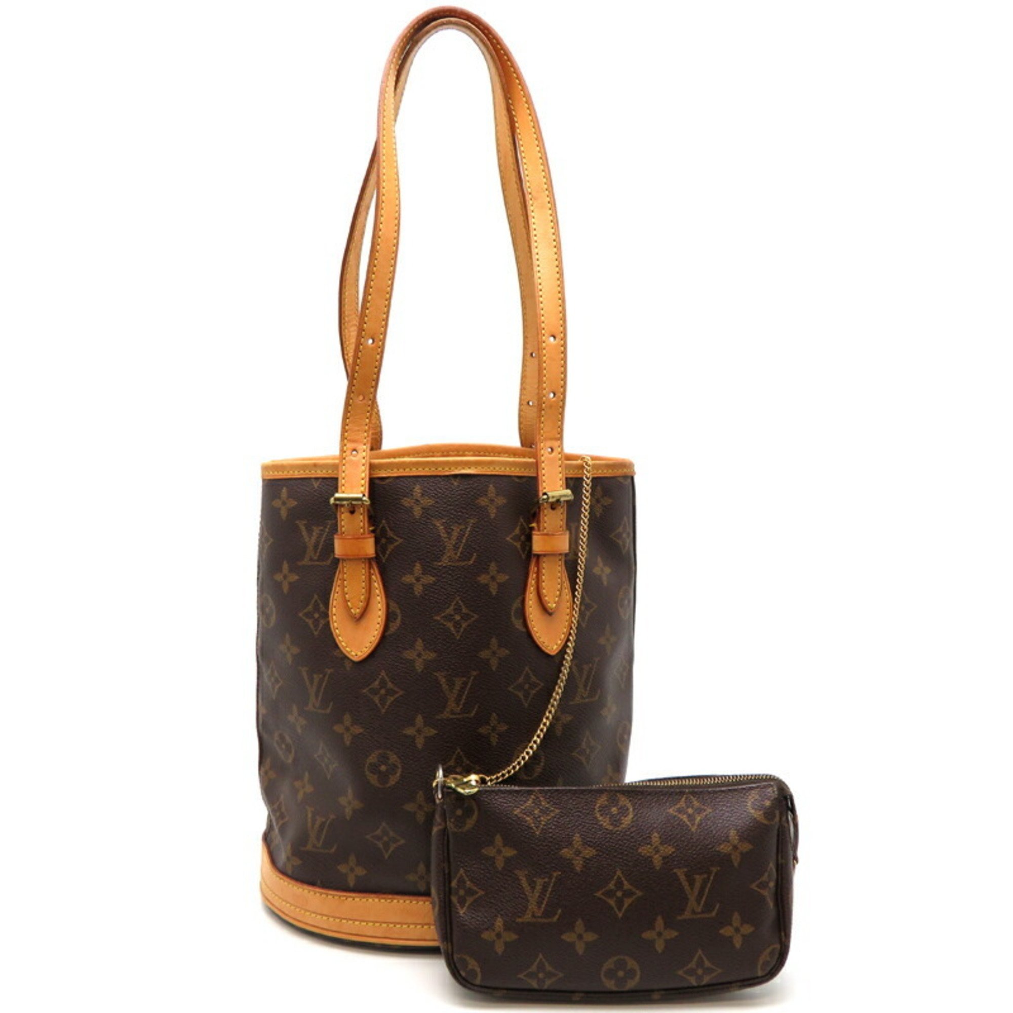 Louis Vuitton Petit Bucket PM Women's Shoulder Bag M42238 Monogram Brown