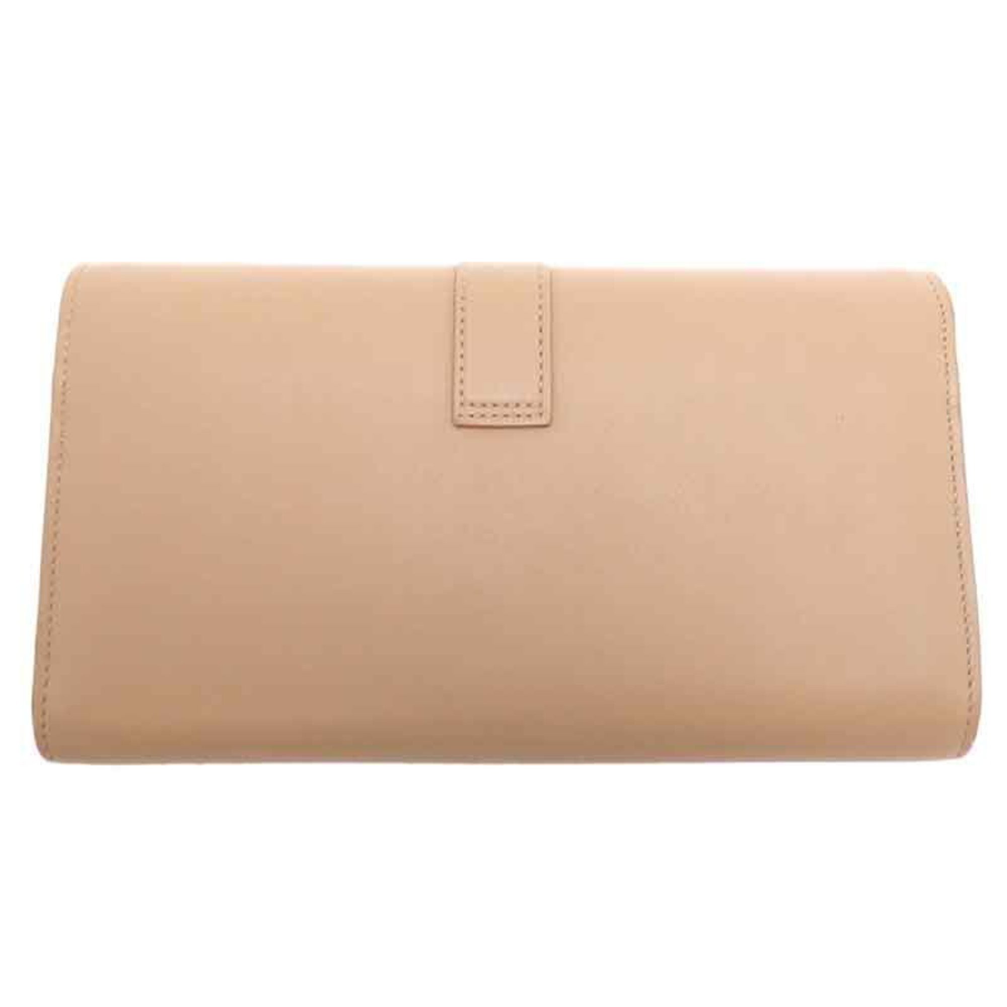 Yves Saint Laurent Large Flap Wallet Women's Long Leather Beige