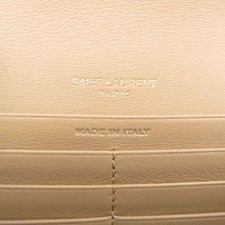 Yves Saint Laurent Large Flap Wallet Women's Long Leather Beige