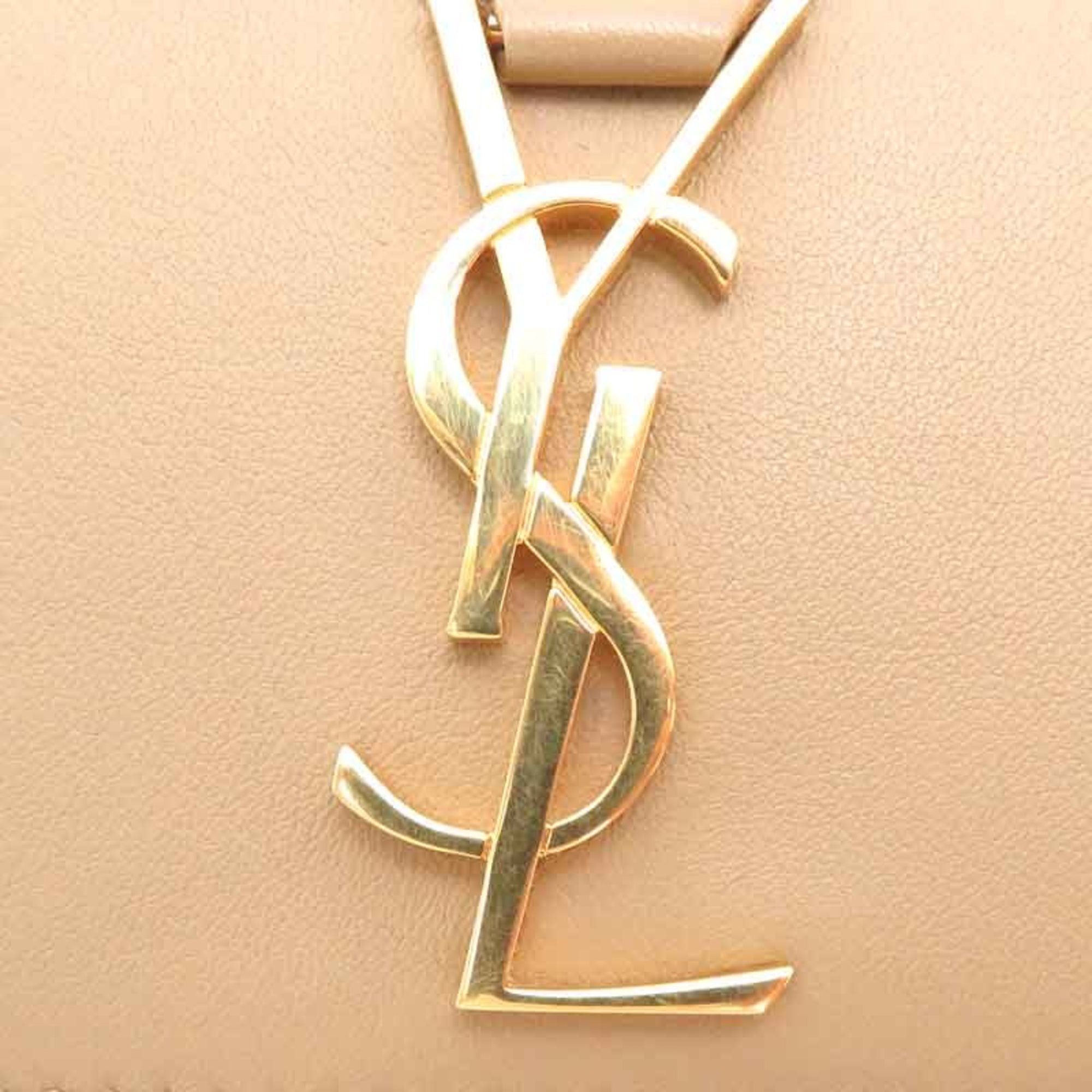 Yves Saint Laurent Large Flap Wallet Women's Long Leather Beige