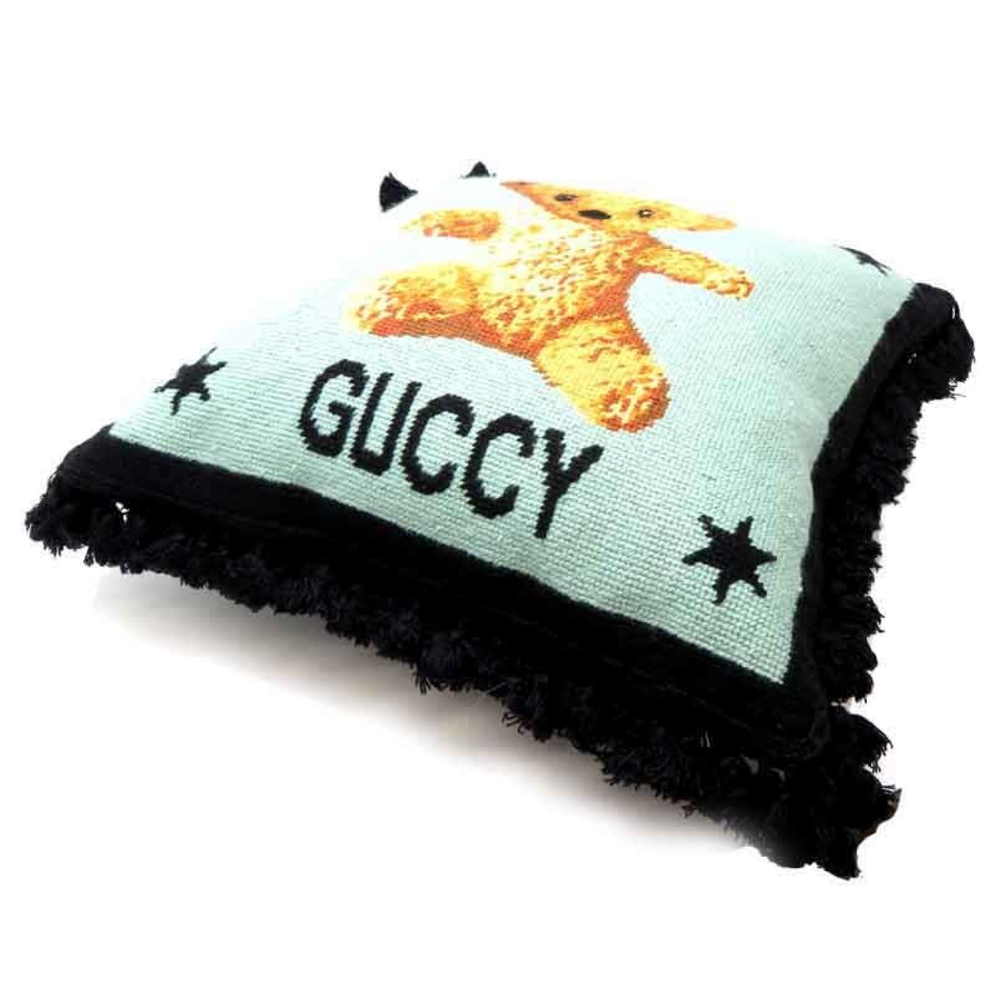 Gucci Gussy Bear Cushion 2018 Shinjuku Store Limited Women's Accessories 527766 Wool Deep Turquoise