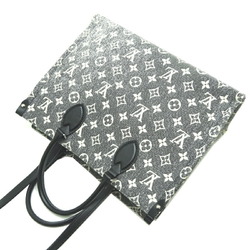 Louis Vuitton On the Go MM Women's Tote Bag M46448 Monogram Jacquard Denim Grey