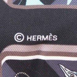 Hermes Twilly HERMES STORY Women's Scarf Muffler 100% Silk Black