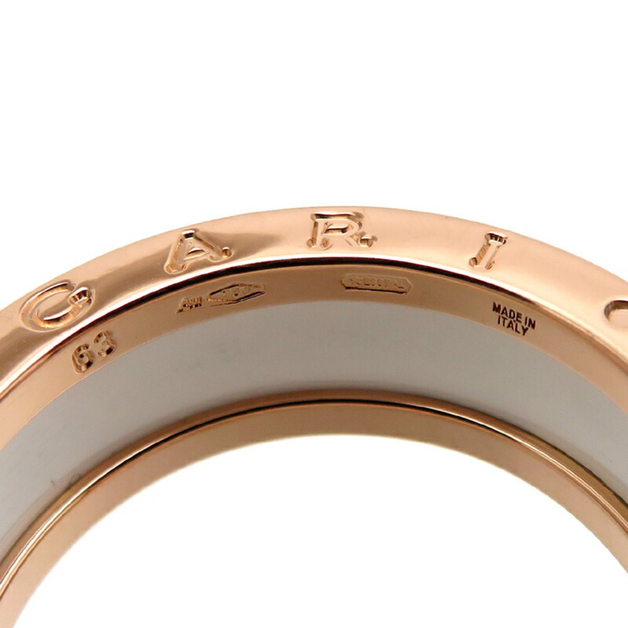 Bvlgari Bulgari #63 B.zero1 White Ceramic 2-Band Men's Ring 347021 750 Pink Gold Size 22