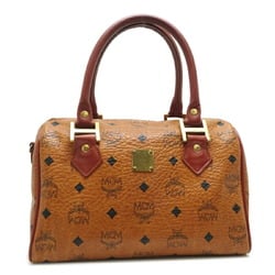 MCM Visetos Boston Bag Women's Handbag Coated Cognac (Camel Brown)