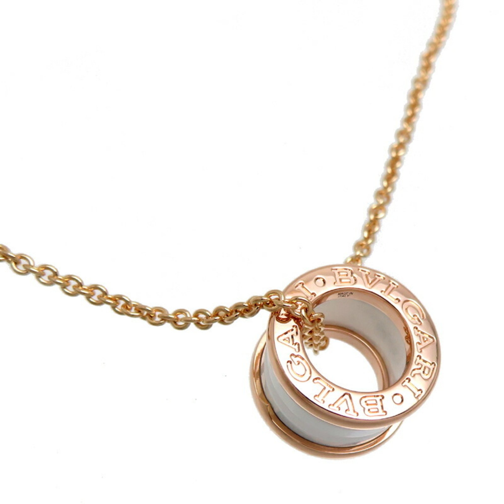 Bvlgari B.zero1 White Ceramic Women's/Men's Necklace 346082 750 Pink Gold