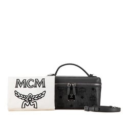 MCM Visetos Glam Vanity Bag Shoulder Grey Leather Women's