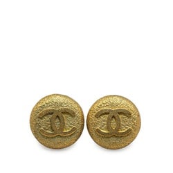 Chanel Coco Mark Round Earrings Gold Plated Women's CHANEL