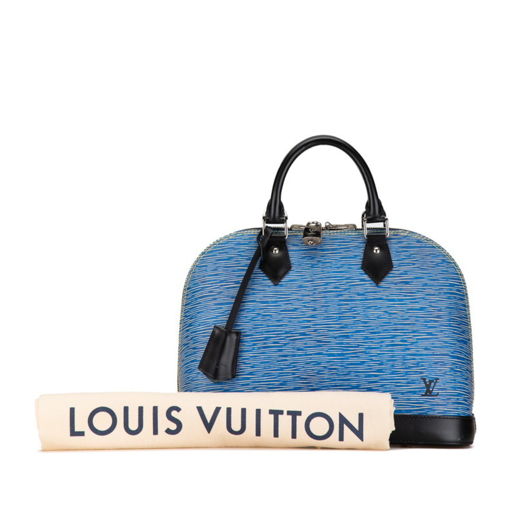 Louis Vuitton Epi Alma PM Handbag M51052 Blue Black Denim Leather Women's LOUIS VUITTON