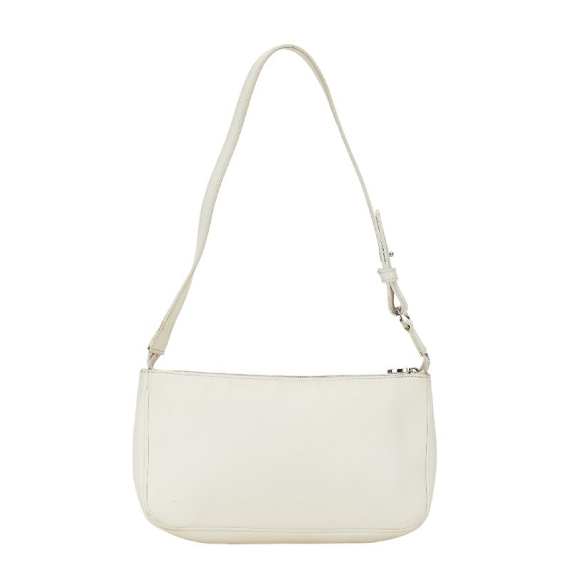 Salvatore Ferragamo Gancini Bag Pochette AU-21 4315 White Leather Women's