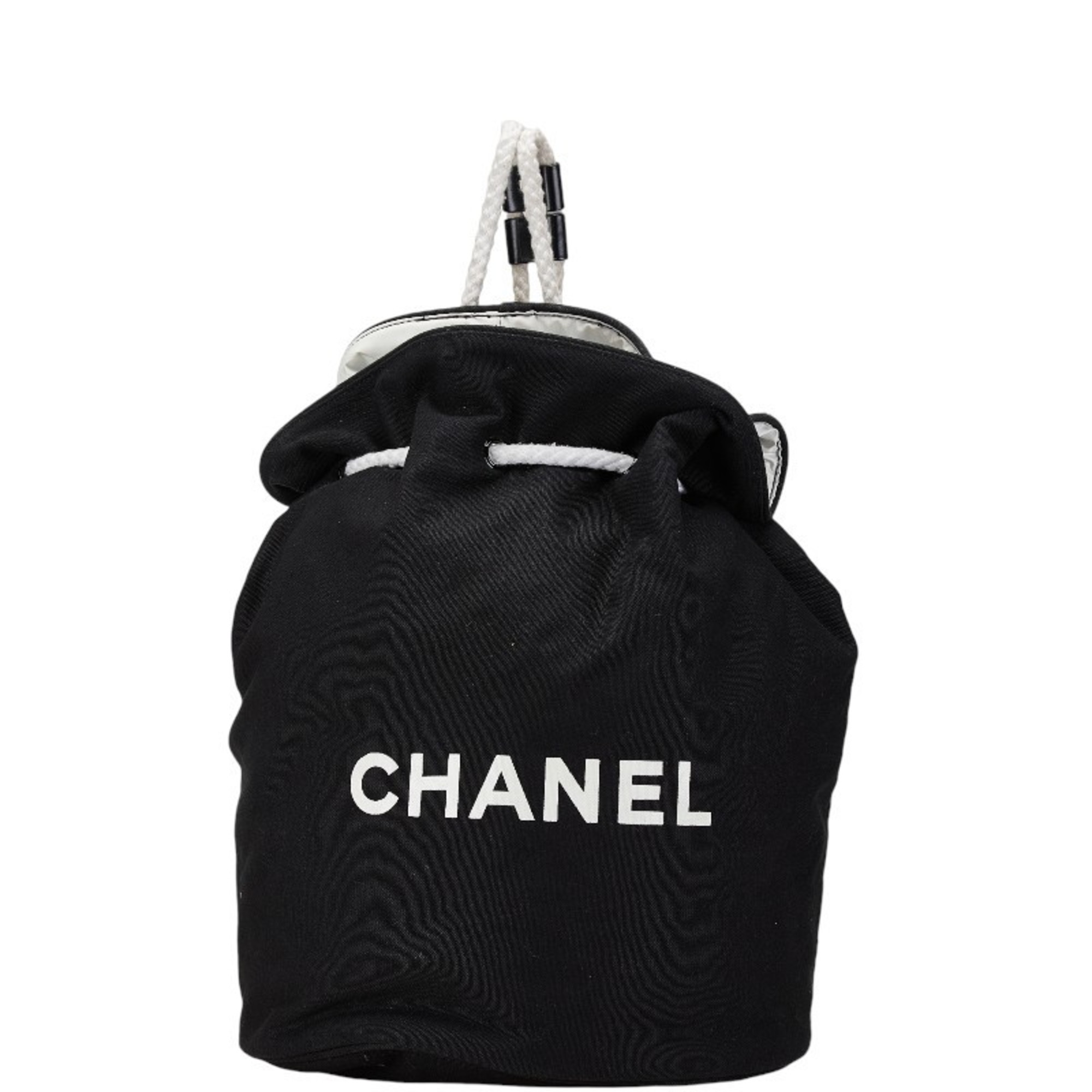 CHANEL Backpack Black Canvas Women's