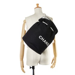 CHANEL Backpack Black Canvas Women's