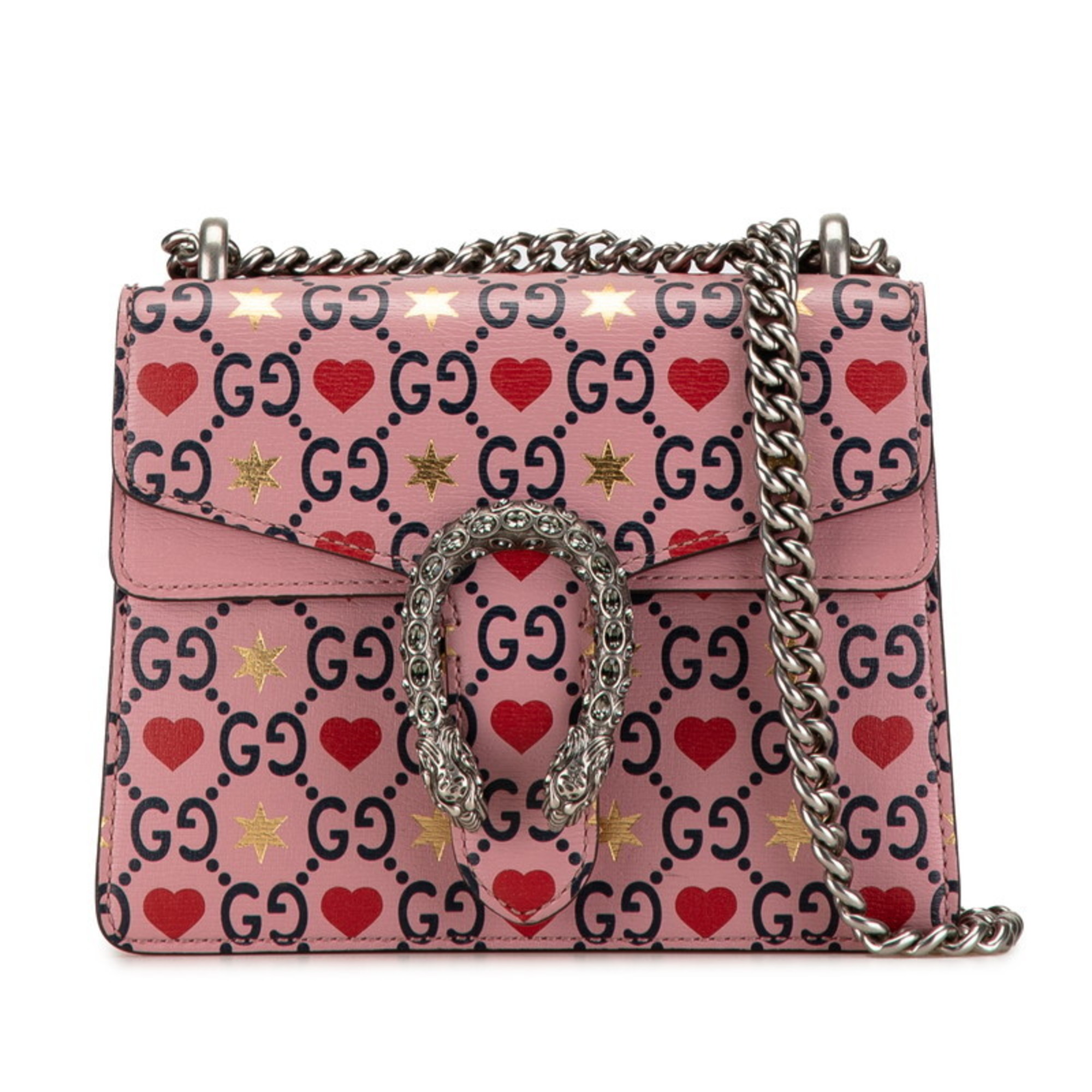 Gucci Dionysus Heart Chain Shoulder Bag 421970 Pink Leather Women's GUCCI