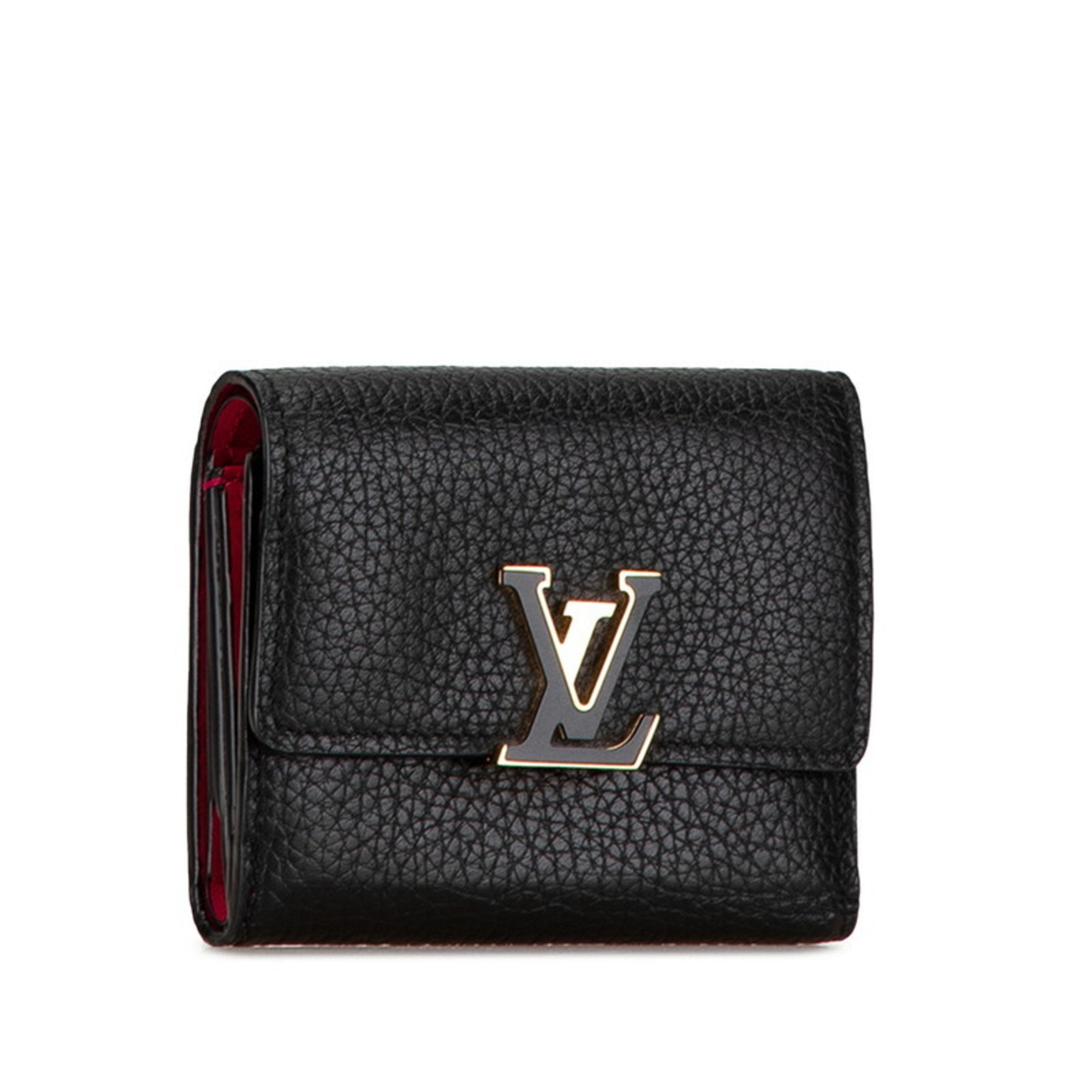 Louis Vuitton Portefeuille Capucines XS Tri-fold Wallet M68587 Black Pink Leather Women's LOUIS VUITTON