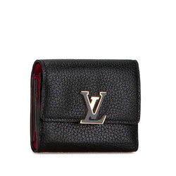 Louis Vuitton Portefeuille Capucines XS Tri-fold Wallet M68587 Black Pink Leather Women's LOUIS VUITTON