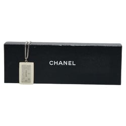 Chanel Cambon Plate Necklace White Silver Plastic Plated Women's CHANEL