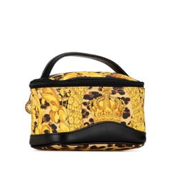 Versace Sunburst Leopard Print Pouch Handbag Yellow Black PVC Leather Women's VERSACE