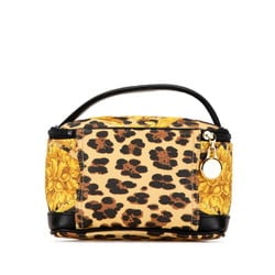 Versace Sunburst Leopard Print Pouch Handbag Yellow Black PVC Leather Women's VERSACE