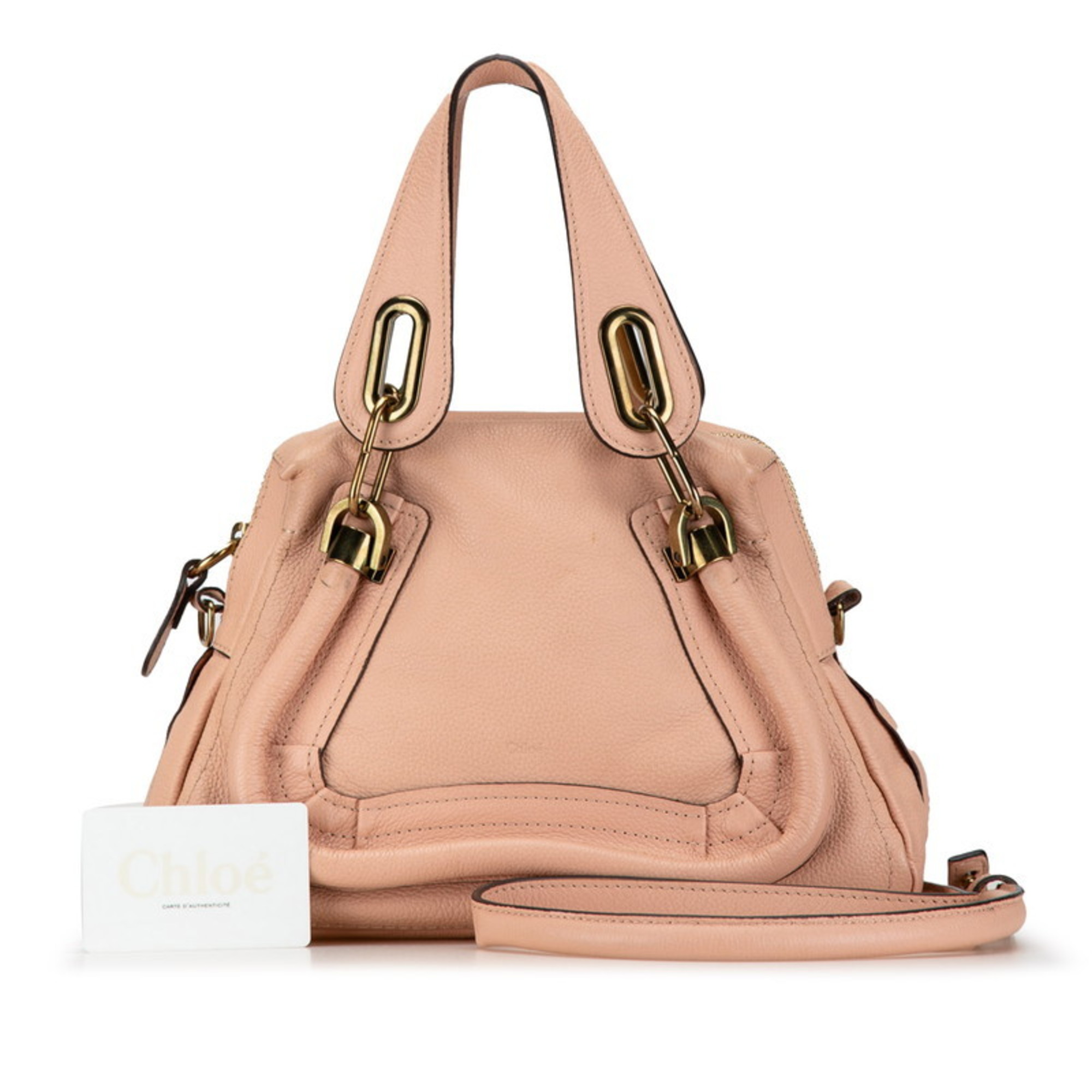 Chloé Chloe Paraty Small Handbag Shoulder Bag Pink Leather Women's